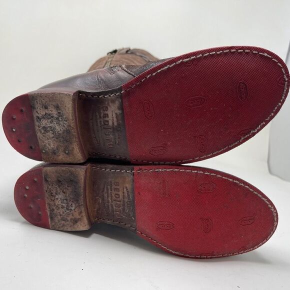 BED/STU Midge Cobbler Series Leather and Suede Distressed Western Riding Boots - Picture 12 of 16